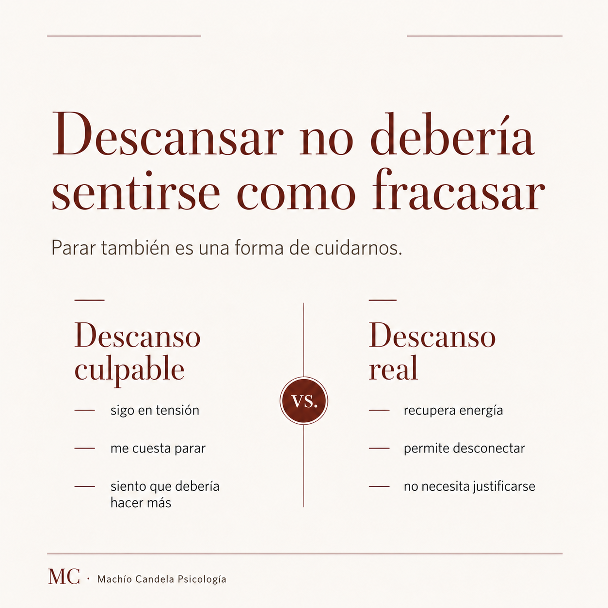 Resumen visual: Descansar no debería sentirse como fracasar